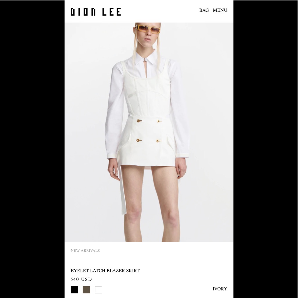 2022 Dion Lee Eyelet Latch Blazer Skirts